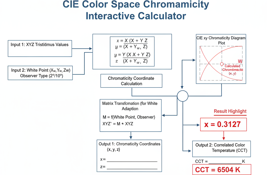 CIE Color Space Chromaticity Interactive Calculator | FIR
