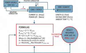 24V Wire Size Interactive Calculator Technical Diagram