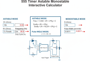 555 Timer Astable Monostable Interactive Calculator Technical Diagram