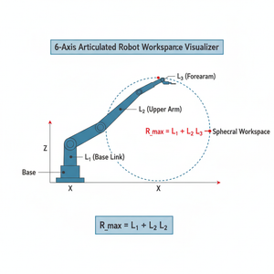 6 Axis Articulated Robot Workspace Visualizer Technical Diagram