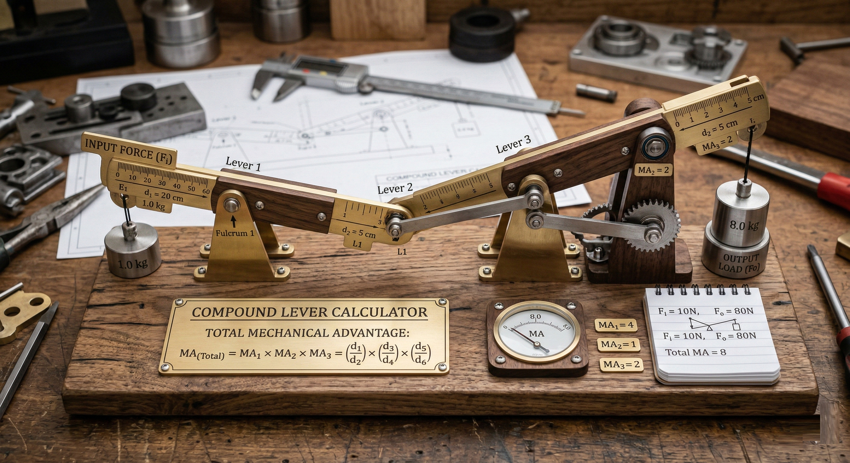 Lever Compound Machine Project Compound Lever Calculator — Mechanical Advantage | FIRGELLI