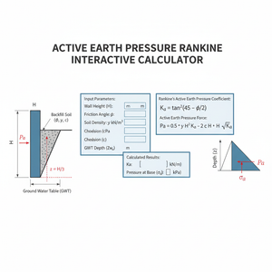 Active Earth Pressure Rankine Interactive Calculator Technical Diagram