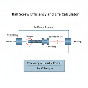Ball Screw Efficiency and Life Calculator Technical Diagram