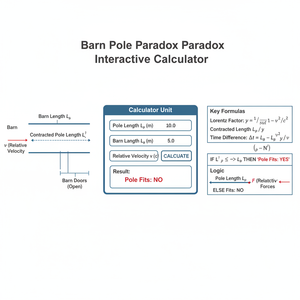 Barn Pole Paradox Interactive Calculator Technical Diagram