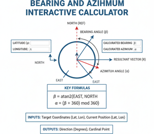 Bearing And Azimuth Interactive Calculator Technical Diagram