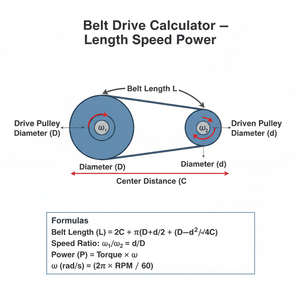 Belt Drive Calculator   Length Speed Power Technical Diagram