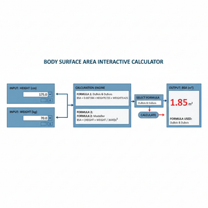 Body Surface Area Interactive Calculator Technical Diagram