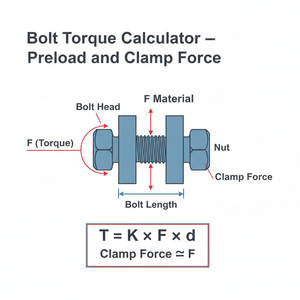 Bolt Torque Calculator   Preload and Clamp Force Technical Diagram