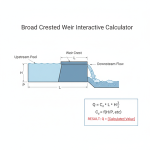 Broad Crested Weir Interactive Calculator Technical Diagram