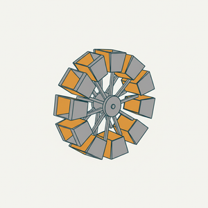 Buckets of a Pelton Water Wheel diagram