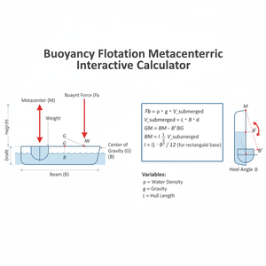 Buoyancy Flotation Metacentric Interactive Calculator Technical Diagram