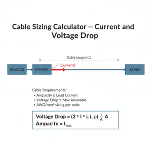 Cable Sizing Calculator   Current and Voltage Drop Technical Diagram
