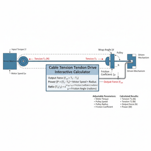 Cable Tension Tendon Drive Interactive Calculator Technical Diagram