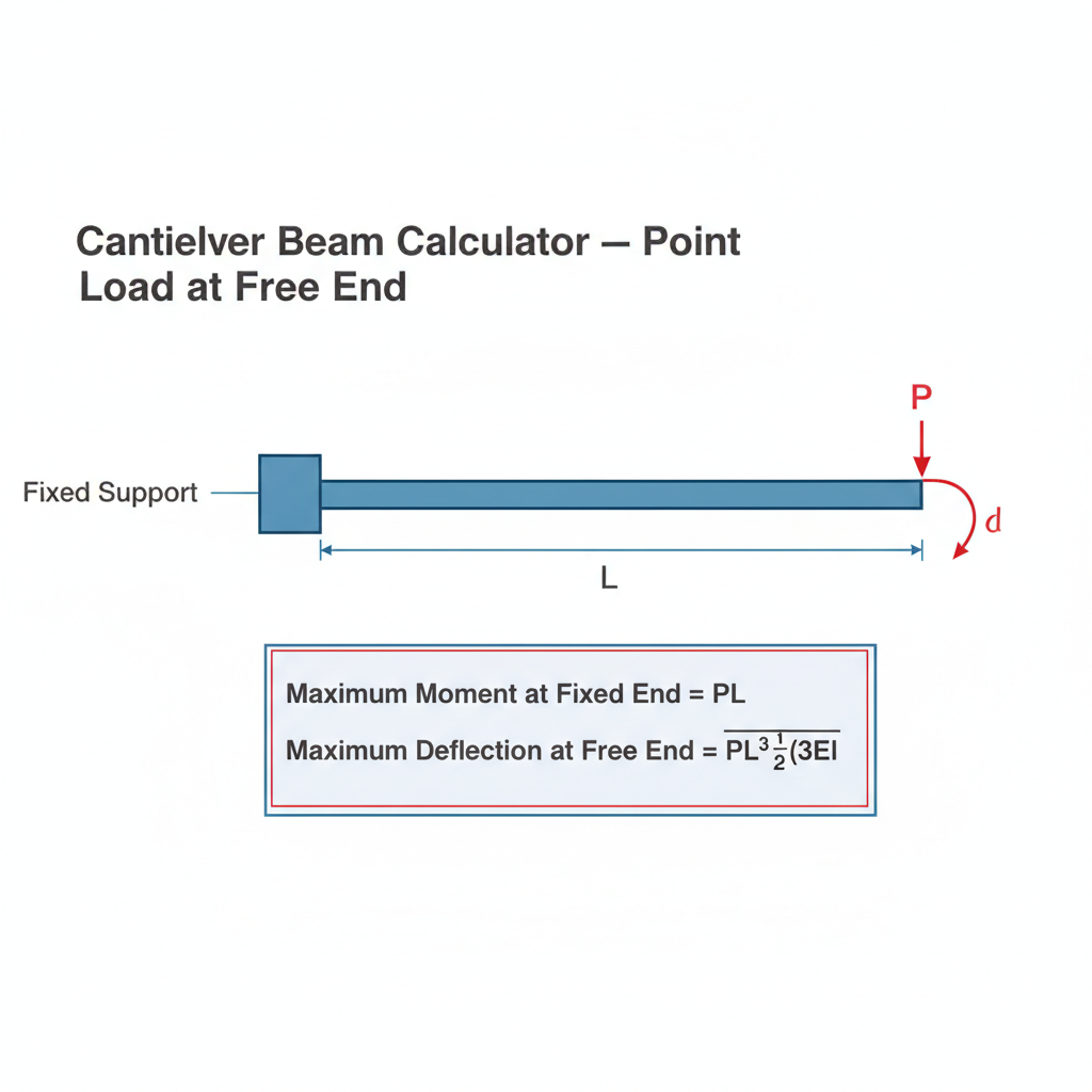 Free Cantilever Beam Calculator — Point Load at Free End | FIRGELLI En