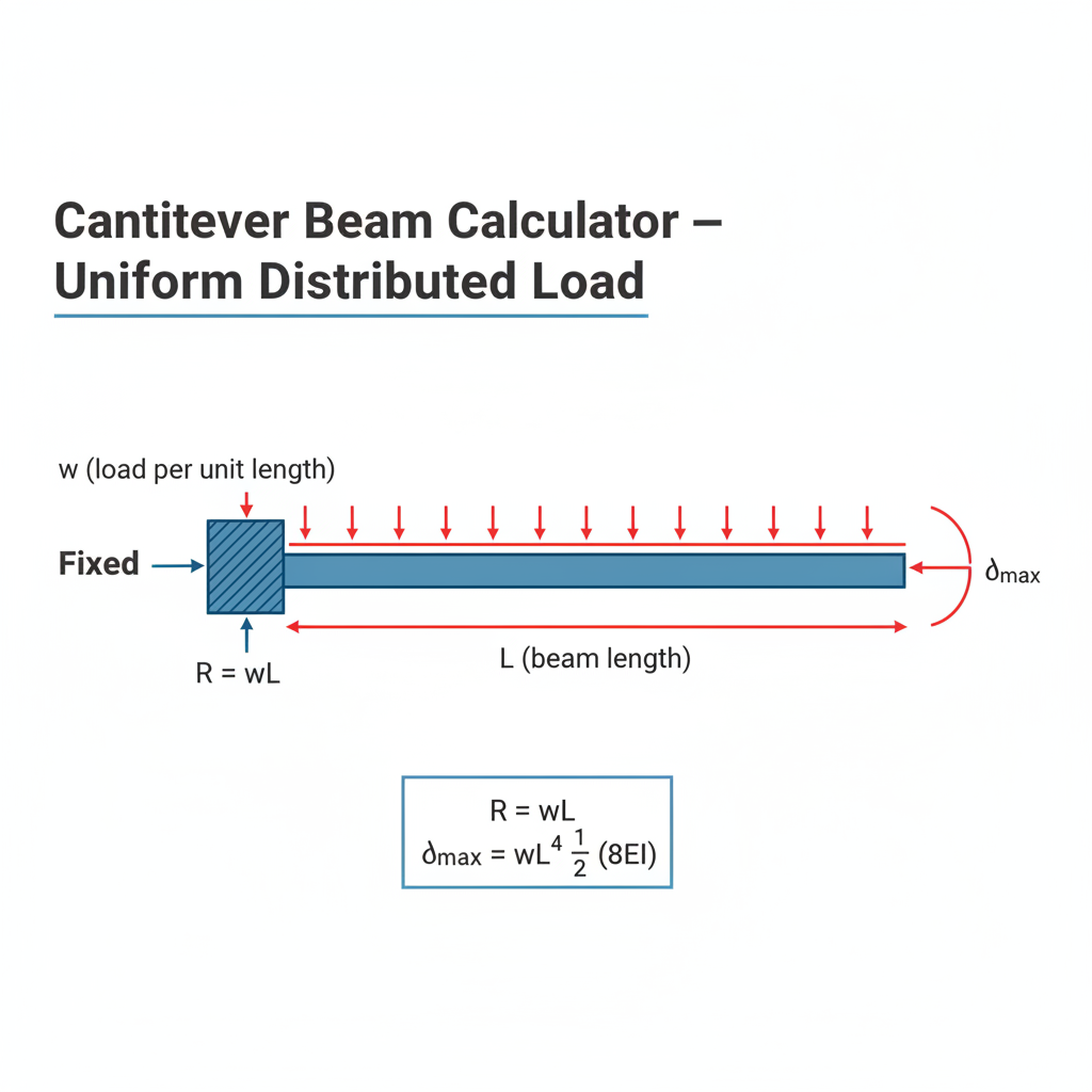 Uniform Distributed Load 3d Image Example Free Cantilever Beam Calculator — Uniform Distributed Load | FIRGELLI