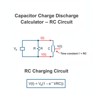 Capacitor Charge Discharge Calculator   RC Circuit Technical Diagram