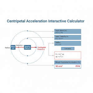 Centripetal Acceleration Interactive Calculator Technical Diagram
