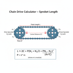 Chain Drive Calculator   Sprocket Length Technical Diagram