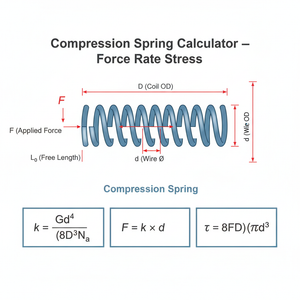 Compression Spring Calculator   Force Rate Stress Technical Diagram