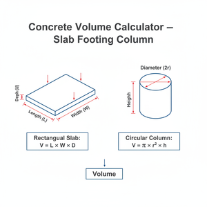Concrete Volume Calculator   Slab Footing Column Technical Diagram