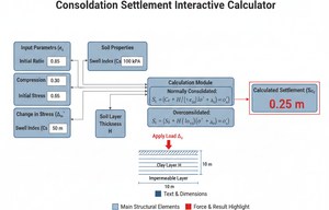 Consolidation Settlement Interactive Calculator Technical Diagram