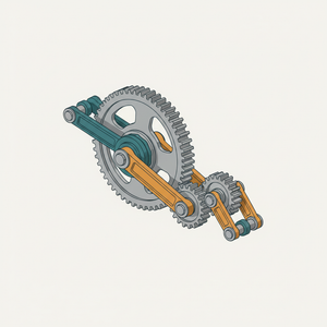 Continuous to Alternating Crank Gears diagram