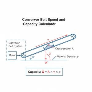 Conveyor Belt Speed and Capacity Calculator Technical Diagram