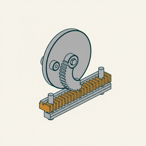 Crank-disk with Toothed Sector and Rack diagram