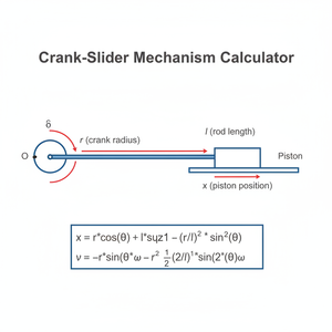 Crank Slider Mechanism Calculator Technical Diagram