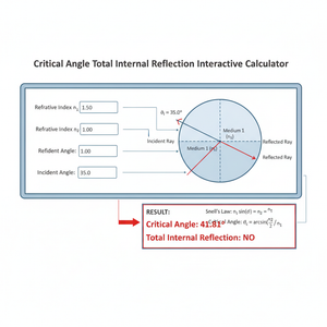 Critical Angle Total Internal Reflection Interactive Calculator Technical Diagram