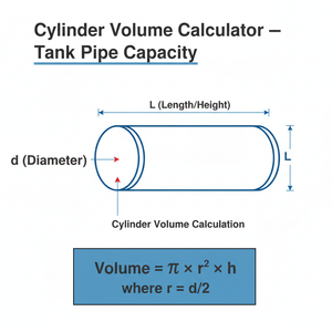 Cylinder Volume Calculator   Tank Pipe Capacity Technical Diagram