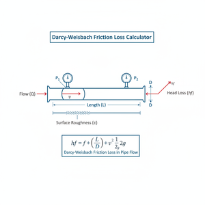 Darcy Weisbach Friction Loss Calculator Technical Diagram