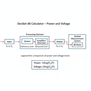 Decibel dB Calculator   Power and Voltage Technical Diagram