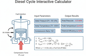 Diesel Cycle Interactive Calculator Technical Diagram