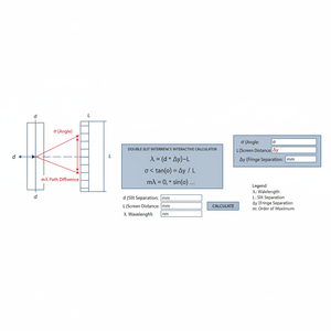 Double Slit Interference Interactive Calculator Technical Diagram