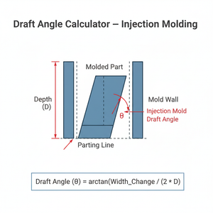Draft Angle Calculator   Injection Molding Technical Diagram