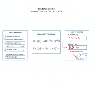 Drainage Design Mannings Interactive Calculator Technical Diagram