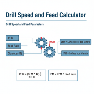Drill Speed and Feed Calculator Technical Diagram