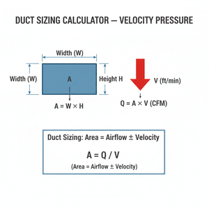 Duct Sizing Calculator   Velocity Pressure Technical Diagram