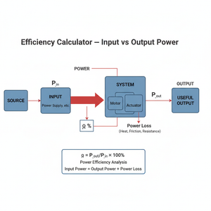 Efficiency Calculator   Input vs Output Power Technical Diagram