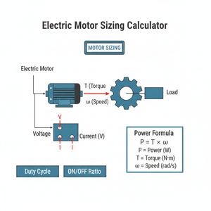 Electric Motor Sizing Calculator Technical Diagram