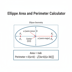 Ellipse Area and Perimeter Calculator Technical Diagram