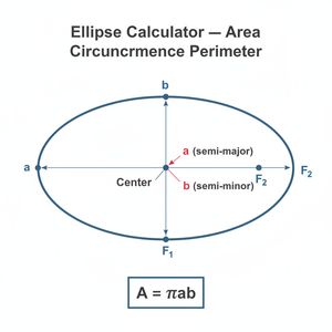 Ellipse Calculator   Area Circumference Perimeter Technical Diagram
