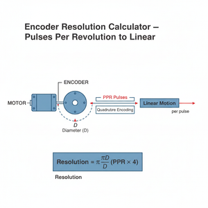 Encoder Resolution Calculator   Pulses Per Revolution to Linear Technical Diagram