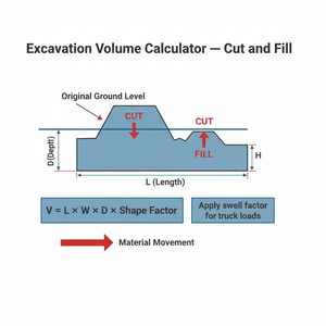 Excavation Volume Calculator   Cut and Fill Technical Diagram