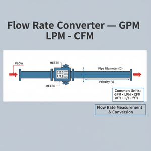 Flow Rate Converter   GPM LPM CFM Technical Diagram