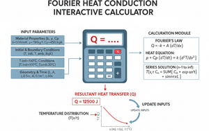Fourier Heat Conduction Interactive Calculator Technical Diagram