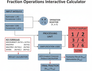 Fraction Operations Interactive Calculator Technical Diagram