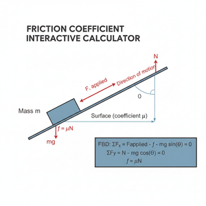 Friction Coefficient Interactive Calculator Technical Diagram
