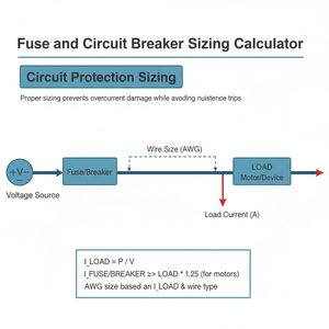Fuse and Circuit Breaker Sizing Calculator Technical Diagram